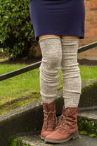 Marled Scrunchable Thigh High Socks - latte