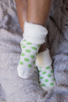 New Zealand Bed Socks with Polka Dots - Winter White with Apple