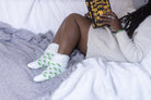New Zealand Bed Socks with Polka Dots - Winter White with Apple