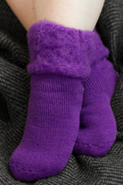 New Zealand Bed Socks with Star Treads - Purple