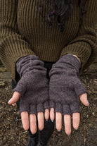 Longer Knit Fingerless Gloves - Black