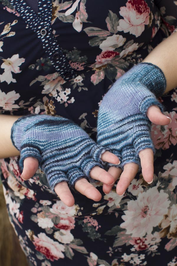 Space Dyed Fingerless Gloves - Dark Blue/Light Blue