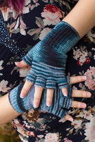 Space Dyed Fingerless Gloves - Dark Blue/Light Blue