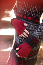 Wool Fingerless Gloves - Red