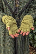 Longer Knit Fingerless Gloves - Avocado
