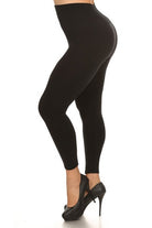 High Waisted Fleece Lined Leggings - black