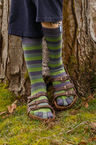 Stripy Crew Toe Socks - Sage Stripes