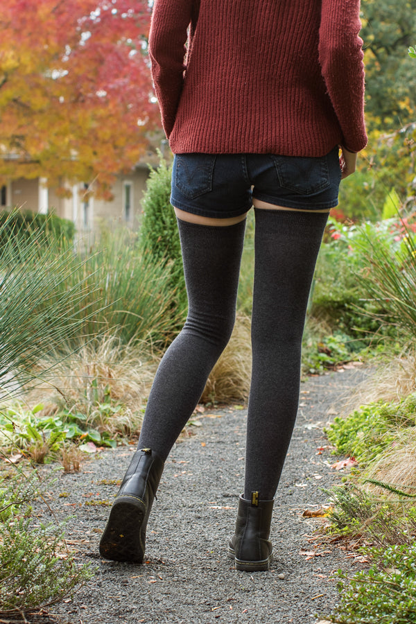 Longer Extraordinary Thigh High Socks - Dark Charcoal