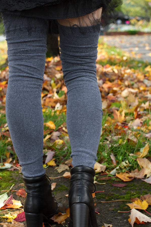 Longer Extraordinary Thigh High Socks in Steel Blue