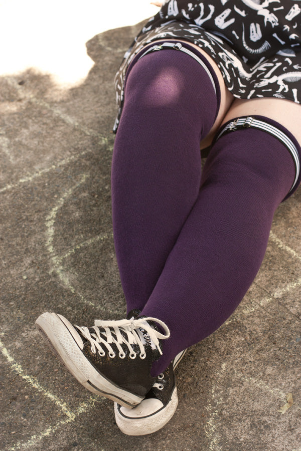 Roll Top Extraordinary Thigh High - Plum
