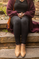 Plus Size High Waisted Fleece Lined Leggings - Black