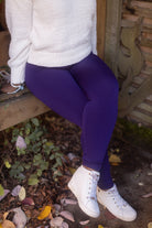 Plus Size High Waisted Fleece Lined Leggings - Purple