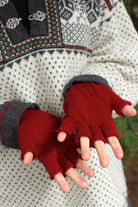 Knit Fingerless Gloves - Scarlet