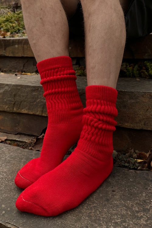 Cozy Slouch Socks - Red