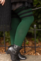 Midnight Garden Thigh High - Moss with Black