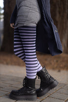 Longer Gradient Stripe Extraordinary Thigh High  - Navy and Lilac