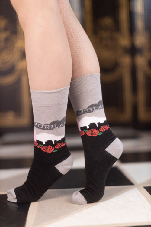 Portland Rose Crew Socks - medium