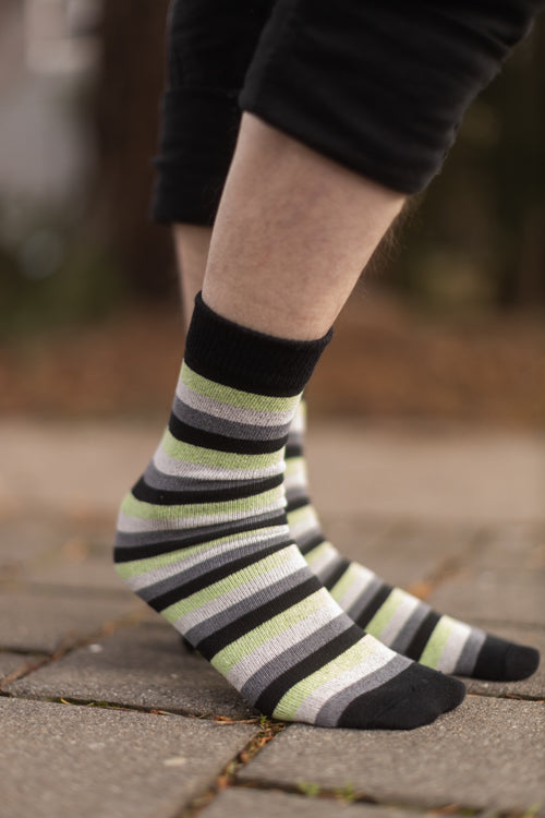 Pride Stripes Cotton Crew Socks - aromantic