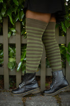 Forest Stripes Extraordinary Thigh High - Loden/Olive