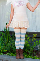 Striped Extraordinary Thigh High Socks - Sweet Cream/Light Blue