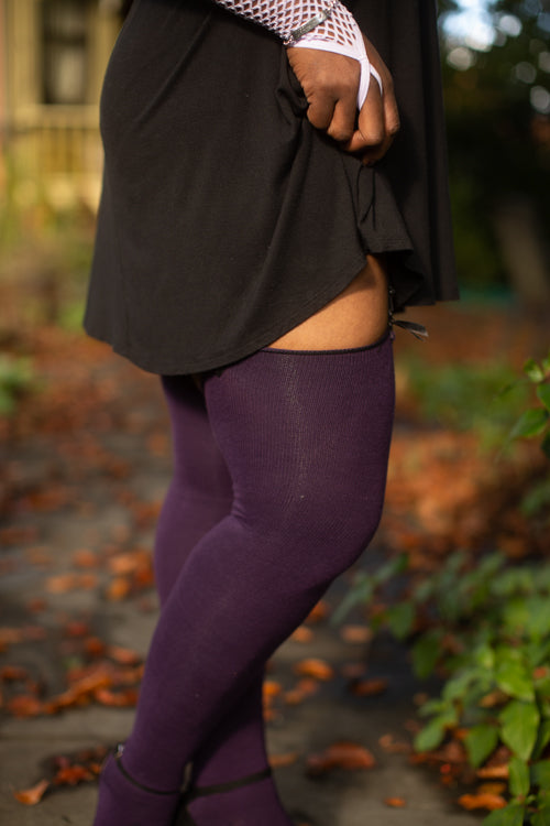 Longer Roll Top Extraordinary Thigh High - Plum