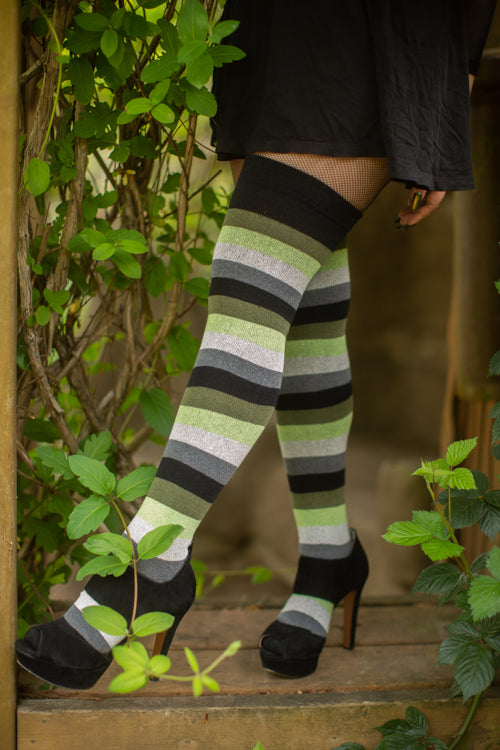 Pride Stripes Extraordinary Thigh High Socks - aromantic