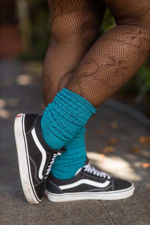 Cotton Slouch Socks - teal