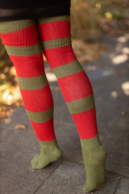 Nightmare Sweater Stripes Thigh High - Elm Street
