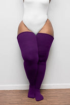 Thunda Thighs Solid Thigh Highs - Plum