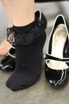 Lace Ruffle Anklet - Black
