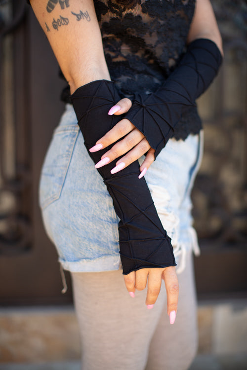 Textured Arm Warmers - Black