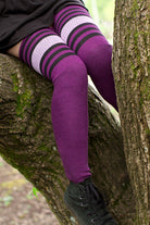Dreamy Striped OTK Tube Socks - Dark Purples