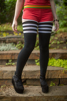 Longer Americana Thigh High Socks - Black and White