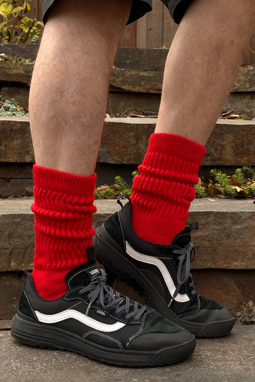 Cozy Slouch Socks - Red