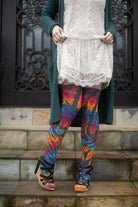 Extraordinary Tie Dye Thigh High - Spiral Black Rainbow