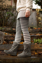Longer Gradient Stripe Extraordinary Thigh High  - Charcoal and Sweet Cream
