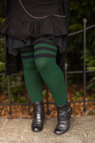 Midnight Garden Thigh High - Moss with Black