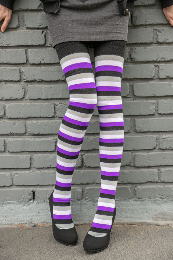 Longer Original Pride Stripes Tube Socks - Asexual