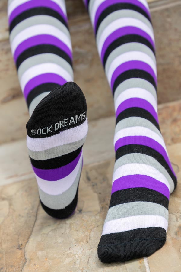 Longer Original Pride Stripes Tube Socks - Asexual
