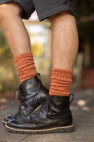 Cotton Slouch Socks - rust