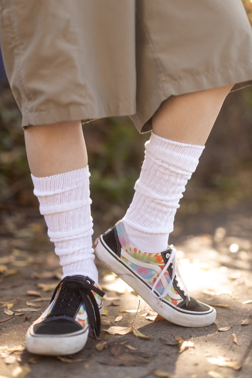 Cotton Slouch Socks - White
