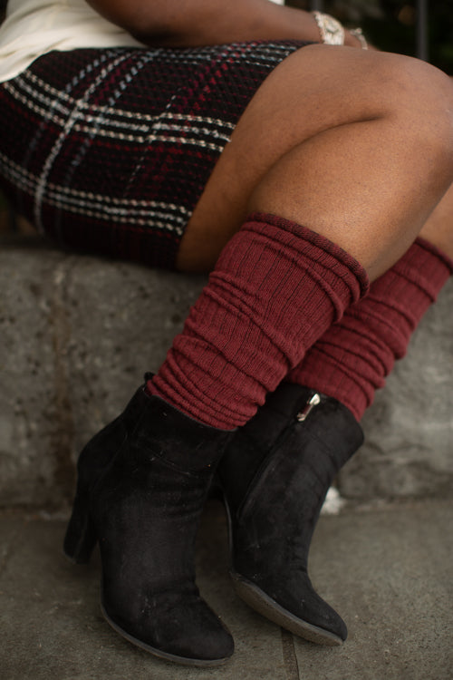 Longer Thicker Slouch Socks - Dark Red
