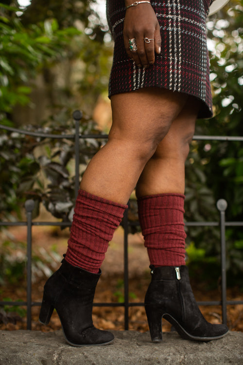 Longer Thicker Slouch Socks - Dark Red