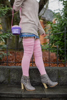 Longer M45 Ribbed Thigh High with Roll Top - Pink