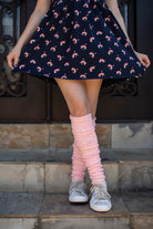 Marled Scrunchable Thigh High Socks - pink