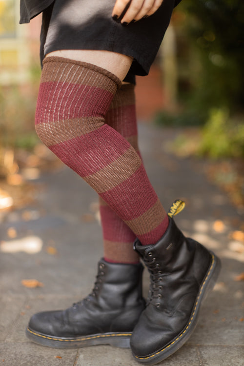 Nightmare Sweater Stripes Thigh High - Crystal Lake