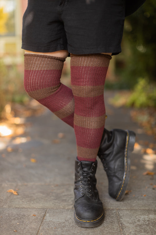 Nightmare Sweater Stripes Thigh High - Crystal Lake