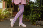 Super Stripes Thigh High Socks - lilac/pink