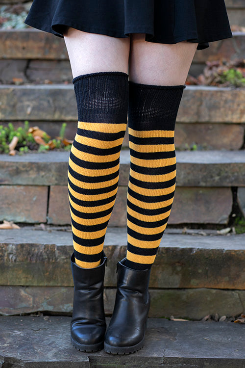 Super Stripes Knee Socks - Black/Gold