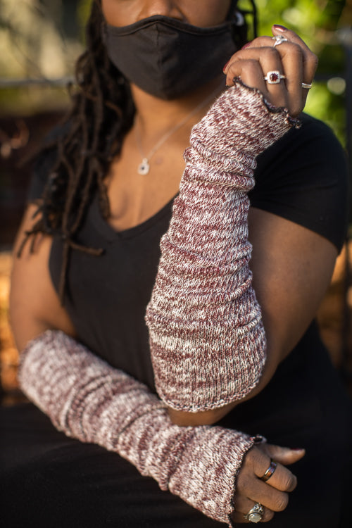 Marled Scrunchable Arm Warmer - Dark Red